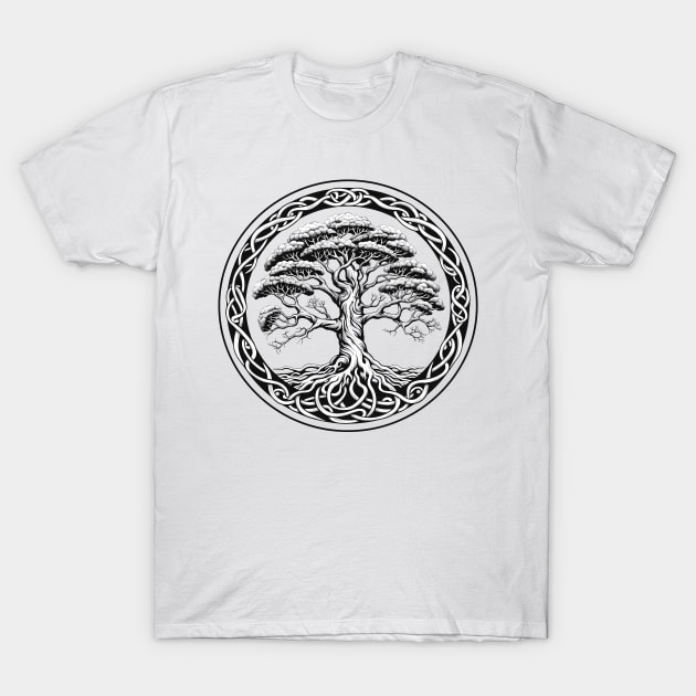 Tree Of Life Black & White T-Shirt by SUKCreative